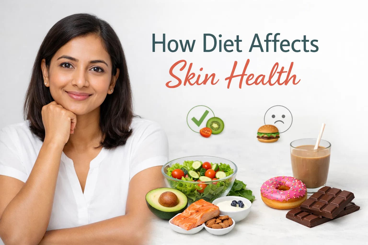 Dr. Ankit Mehra explaining how diet affects skin health with healthy foods