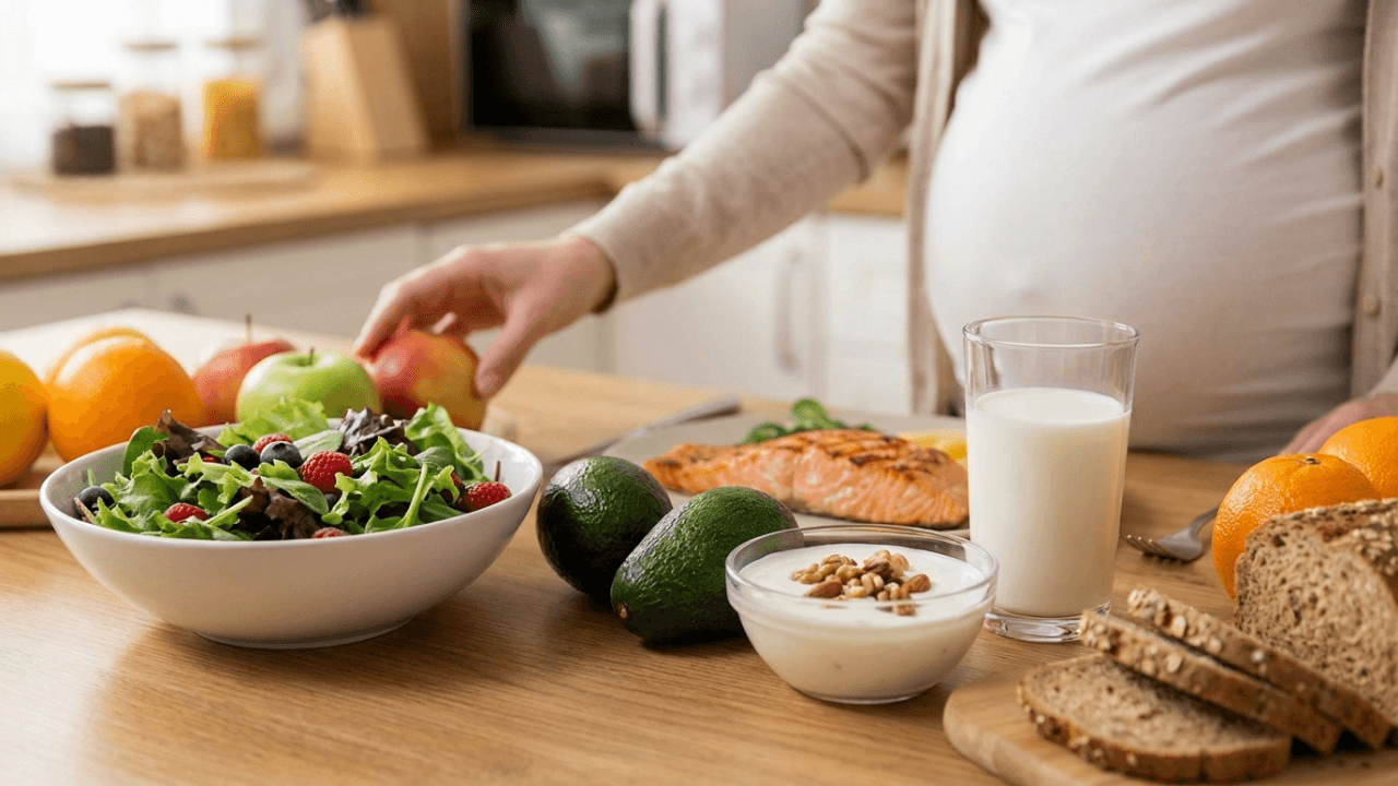 Pregnancy superfoods – healthy eating for baby's development infographic